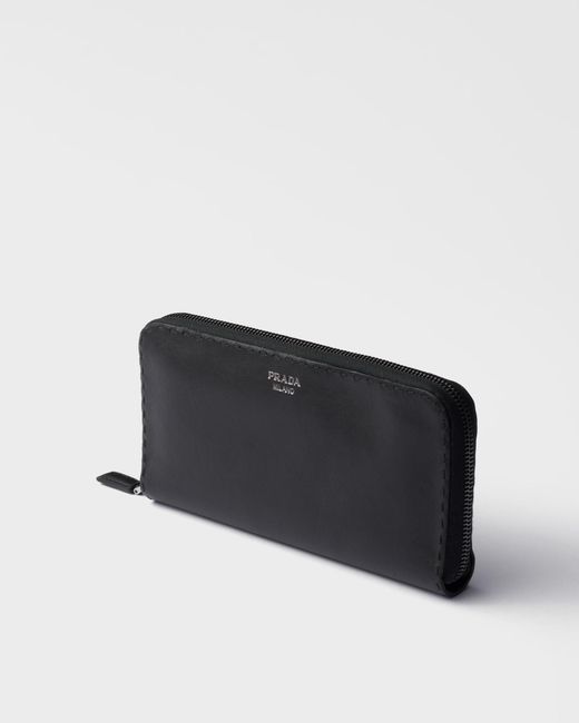 Prada Black Antiqued-Leather Wallet