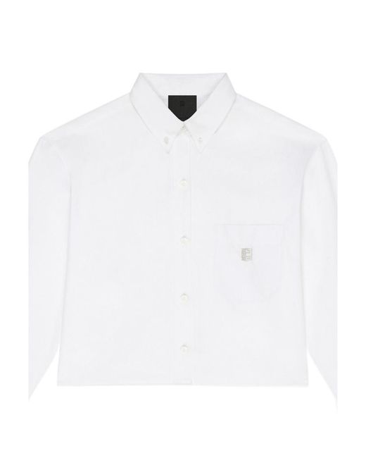 Givenchy White Logo Plaque Collared Shirt
