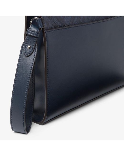 Fendi Blue Logo Plaque Zipped Clutch Bag for men