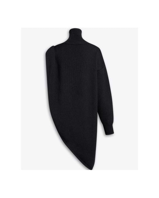 Alaïa Blue Knitted Asymmetrical Cape Pullover