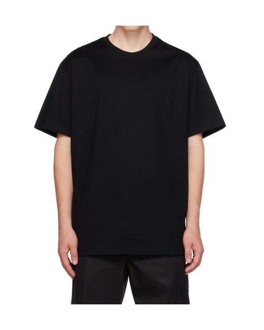 Wooyoungmi Black Logo-Embroidered Cotton T-Shirt for men