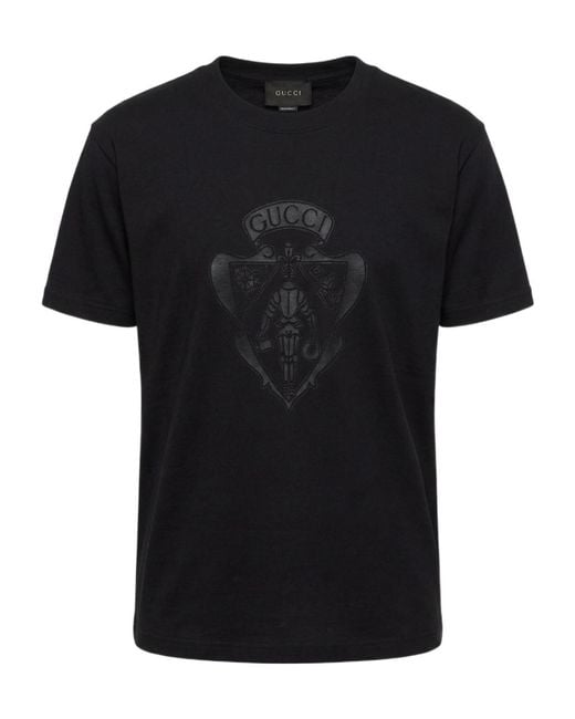 Gucci Black Cotton Jersey T-Shirt With Crest