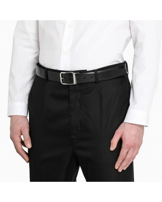 Prada Black Leather Buckle Belt for men