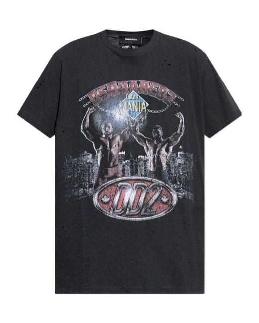 DSquared² Black Supervintage Dyed Cigarette Fit T-Shirt for men