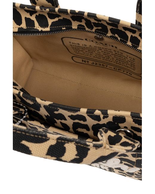 COACH Black Leopard-Print Canvas Tote Bag