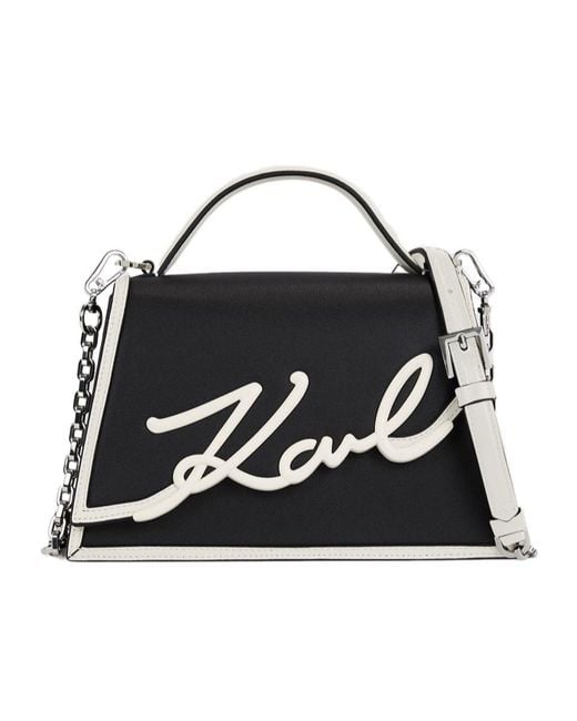 Karl Lagerfeld Black Small K/Signature Cross Body Bag