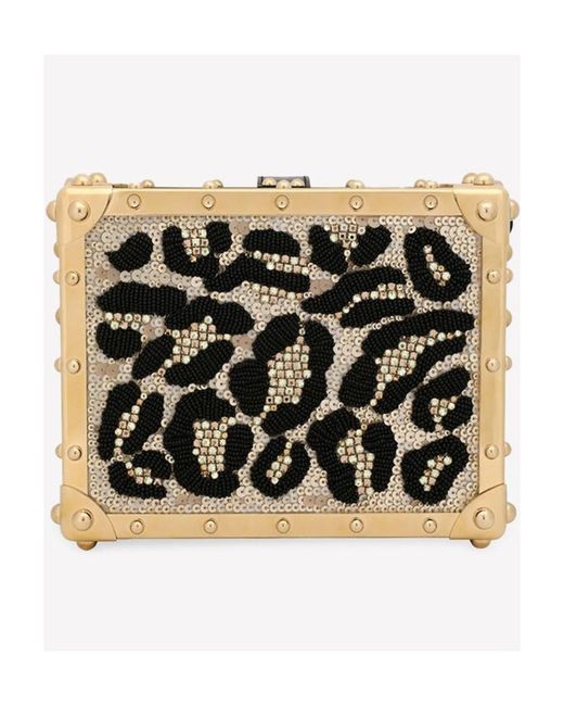 Dolce & Gabbana Black Dolce Box Leopard-Pattern Bag