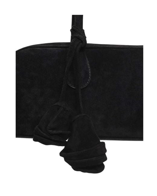 Magda Butrym Black Brigitte Trapeze Floral-Detail Charm Tote Bag
