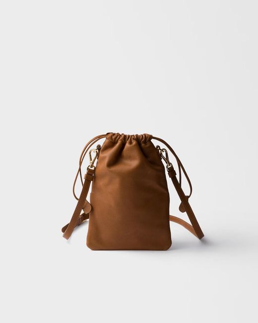 Prada Brown Pochette En Cuir Nappa