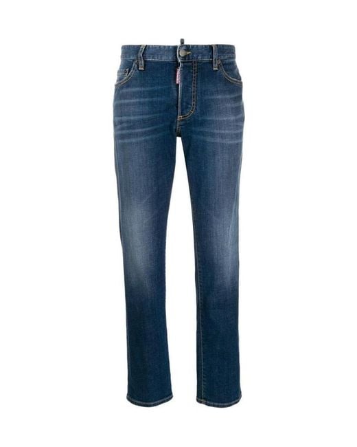 DSquared² Blue Mid-Rise Cropped Jeans