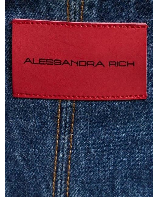 Alessandra Rich Blue Crystal Decorated Denim Sling