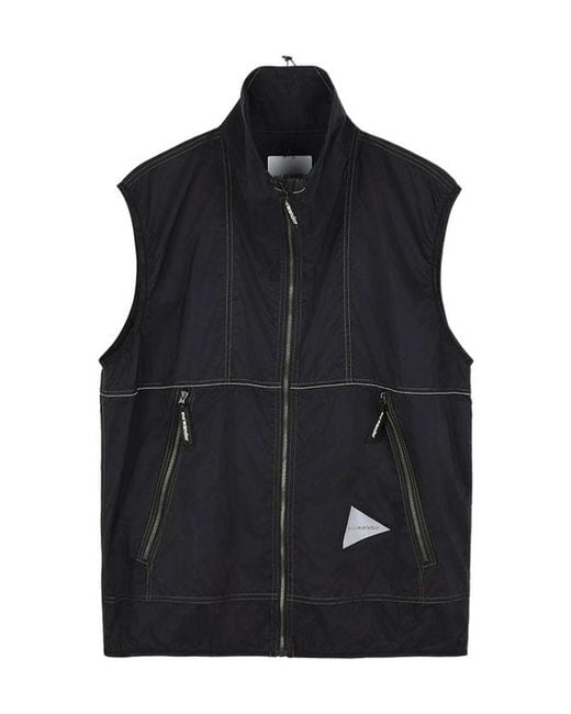 And Wander Black Pertex Windproof Vest for men