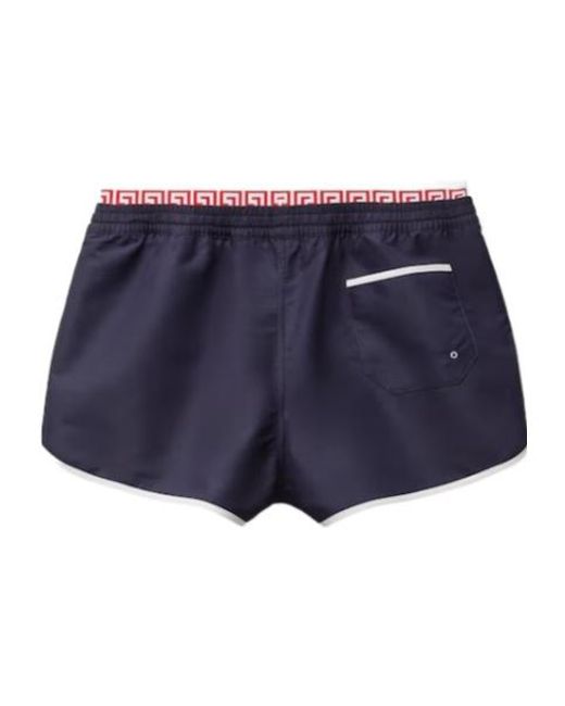 Versace Blue Double-Waistband Swim Shorts for men