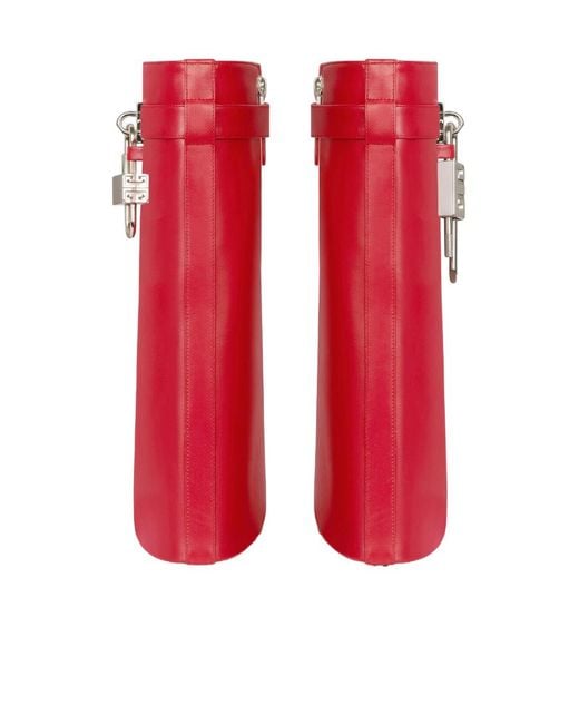 Givenchy Red Shark Lock Ankle Boots