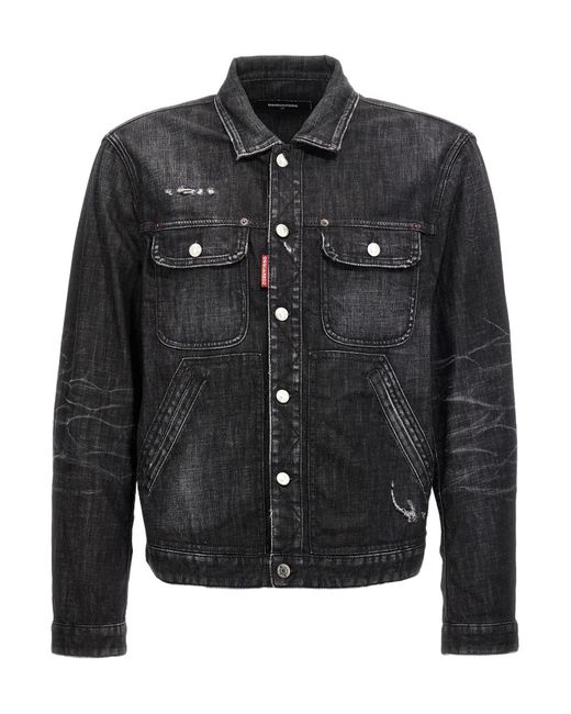 DSquared² Black Distressed Denim Jacket
