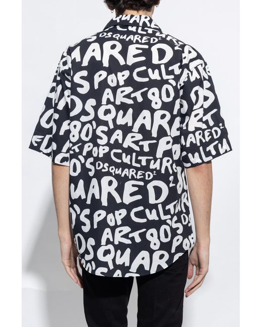 DSquared² Blue 80's Pop-Printed Short Sleeved Shirt for men