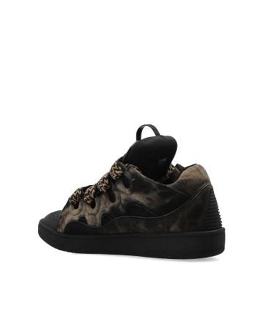 Lanvin Black Curb Washed Denim Sneakers for men