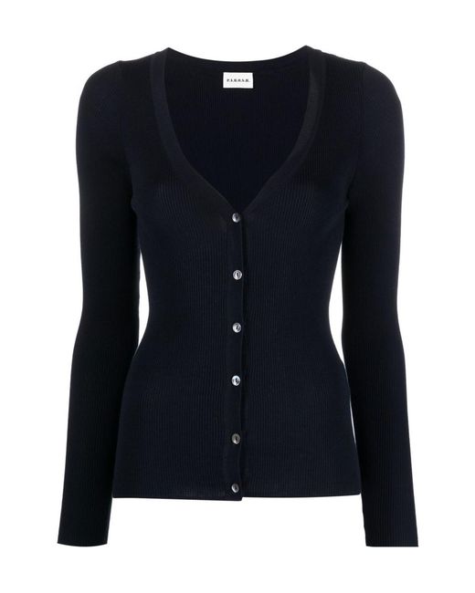 P.A.R.O.S.H. Blue Long-Sleeved Rib Cardigan