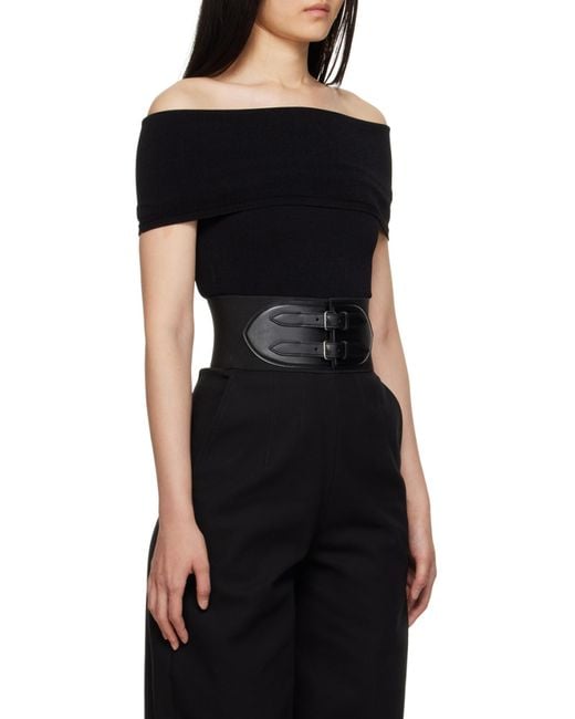Alaïa Black Alaïa Off-Shoulder Stretch Bodysuit