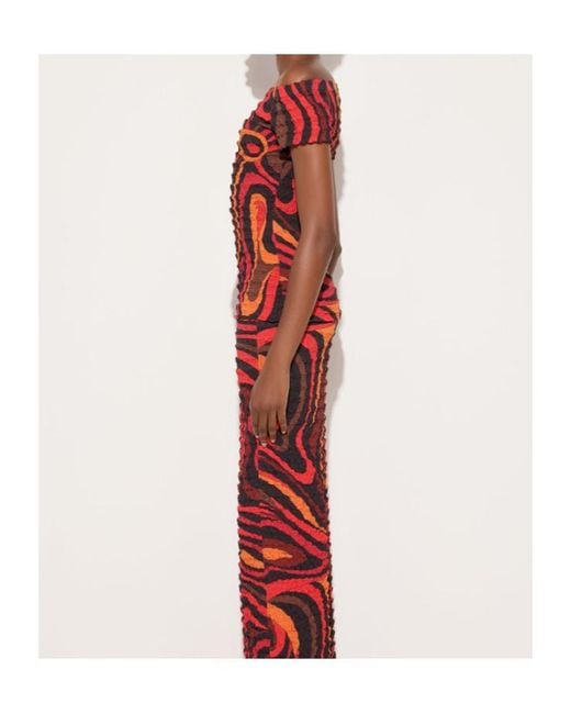 Emilio Pucci Red Pucci Crinkled Boat-Neck Top
