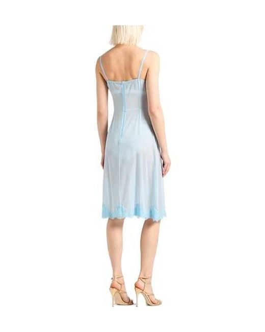 Dolce & Gabbana Blue Sleeveless Deep V Slip Dress