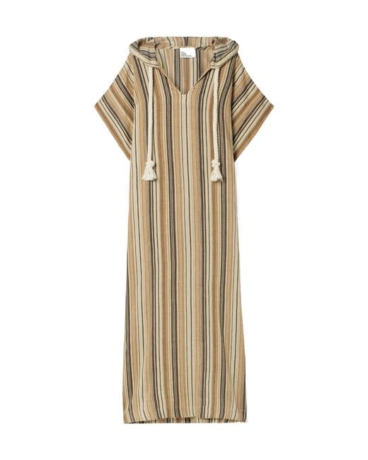 Lisa Marie Fernandez Metallic Striped Linen-Blend Kaftan