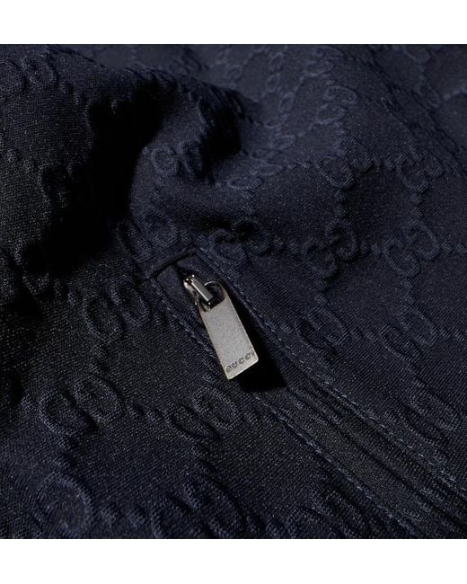 Gucci Blue Gg Jersey Jacquard Zip Sweatshirt for men