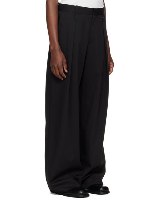 Wooyoungmi Black Single-Pleated Wide-Leg Casual Pants for men