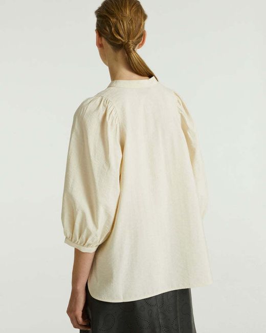 Yves Salomon Natural Tie Detailed Seersucker Blouse
