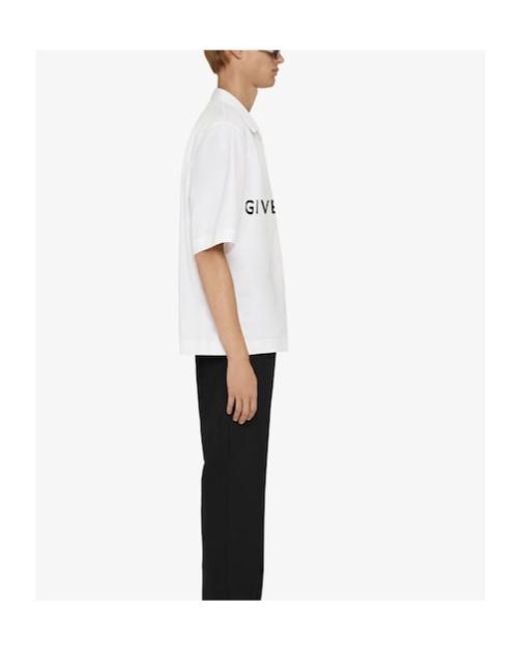 Givenchy White Logo Printed Short-Sleeved Shirt for men