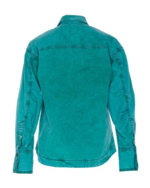 The Attico Blue The Logo Embroidered Asymmetric Shirt