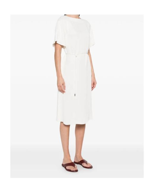 Herno Natural Tie-Waist Short-Sleeve Dress