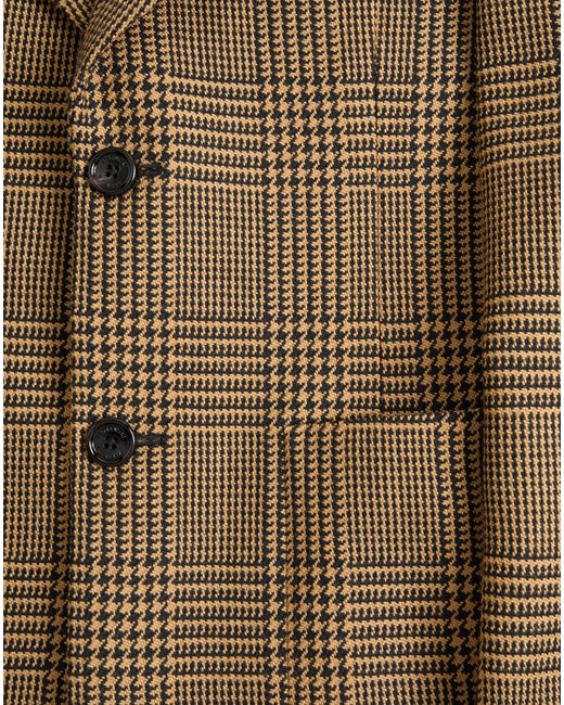 Valentino Brown Single-Breasted Wool Jacket With Glen Plaid Pattern for men