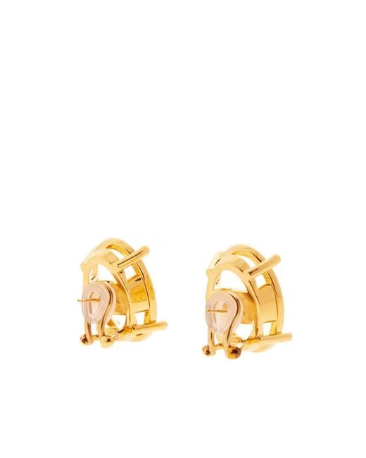 Balenciaga Metallic Frame Oval Clip-On Earrings