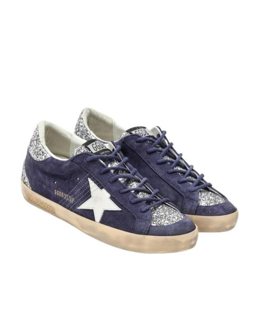Golden Goose Deluxe Brand Blue Superstar Glittered Low-Top Sneakers
