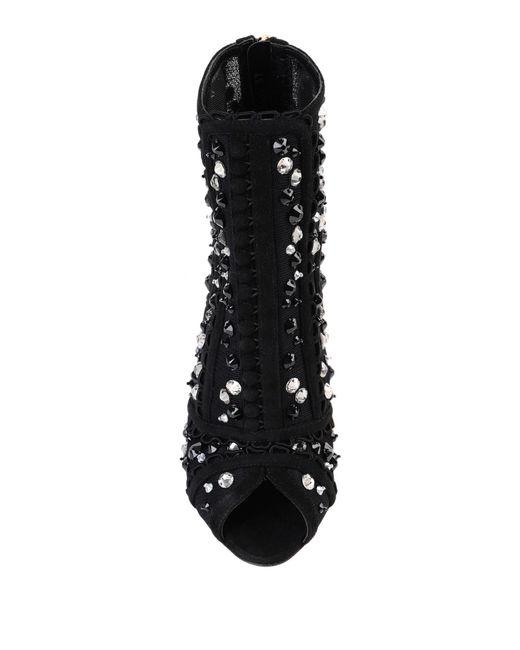 Dolce & Gabbana Black Rhinestone Ankle Boots