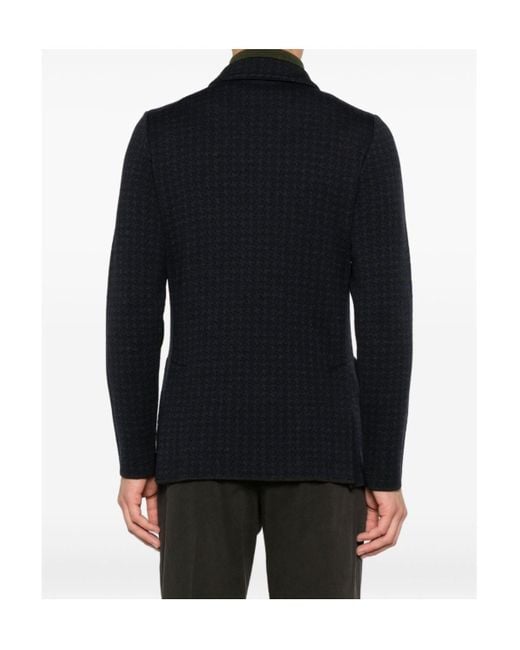 Lardini Black Houndstooth Double-Breasted Tailored Jacket for men