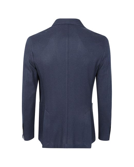 Barba Napoli Blue Single-Breasted Blazer for men
