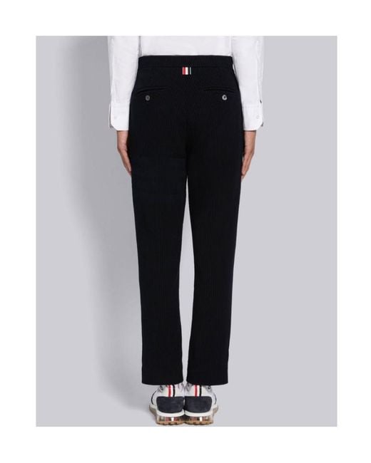Thom Browne Black Cropped Pinstripe Trousers for men