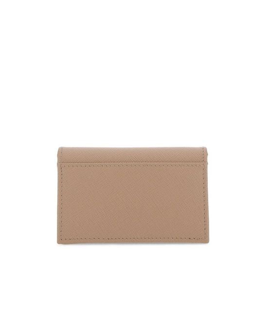 Prada Natural Logo Plaque Fold Over Cardholder