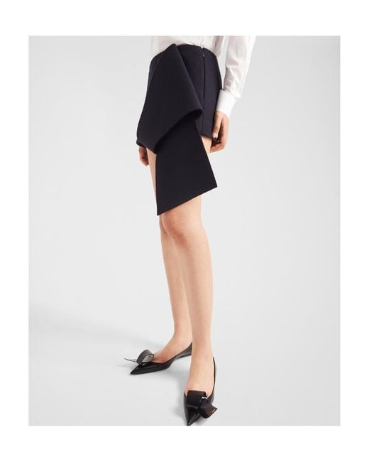 Prada Blue Asymmetric-Hem Zip-Up Mini Skirt
