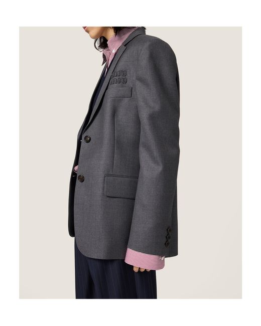 Miu Miu Gray Single-Breasted Suit Jacket