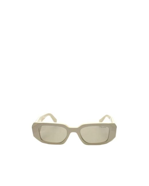 Prada Women's White Eyewear Rectangular Frame Sunglasses