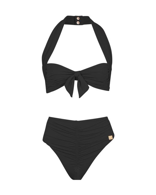 Balmain Black Plain Two Piece Swimsuit