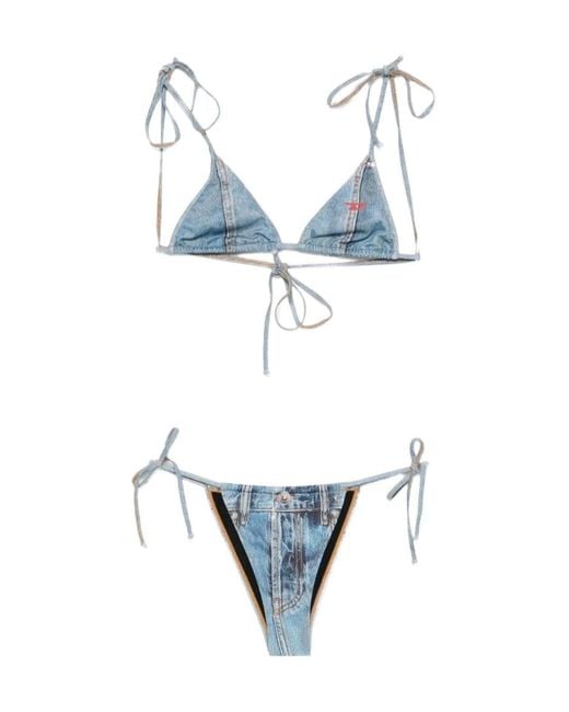 DIESEL White Jodie-Dnm Triangle Tie Bikini
