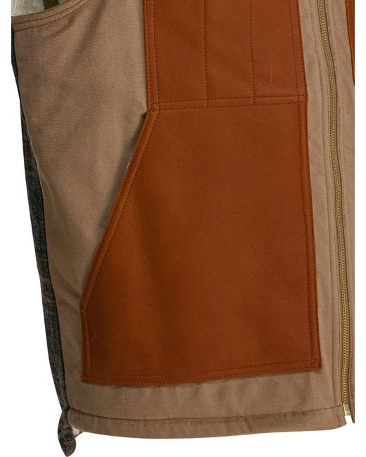 Junya Watanabe Brown Logo Zip-Up Vest for men