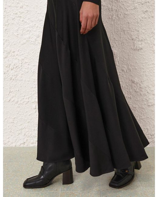 Zimmermann Black Bias-Cut Midi Skirt
