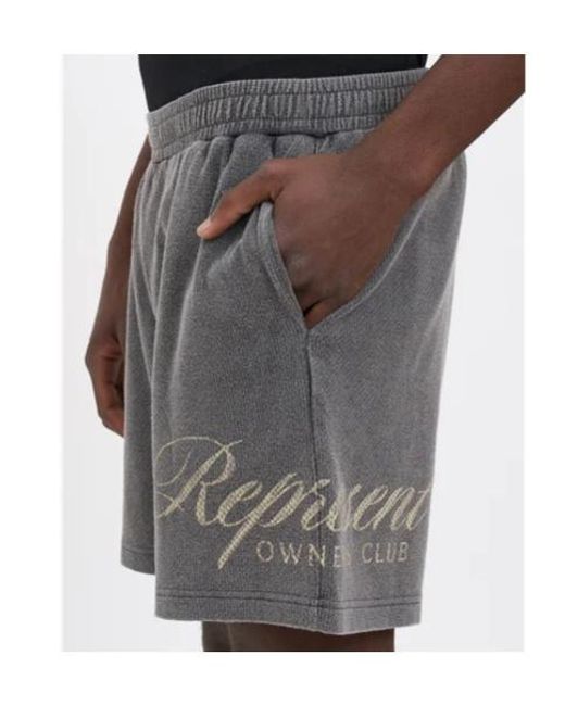Represent Gray Logo Printed Straight-Hem Shorts for men