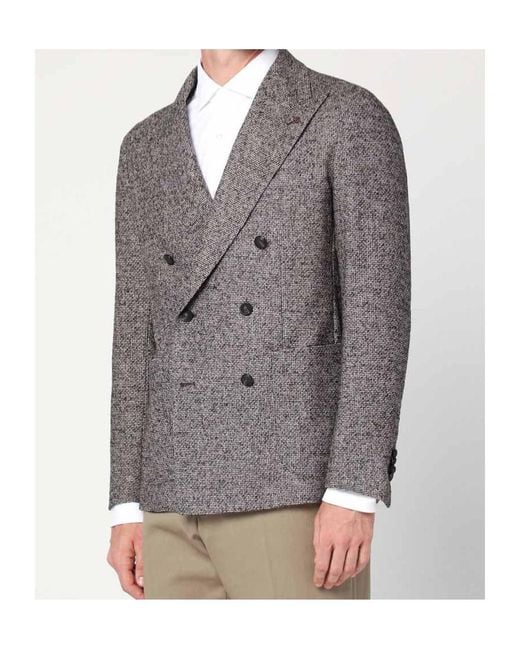 Tagliatore Brown Double-Breasted Jacket for men