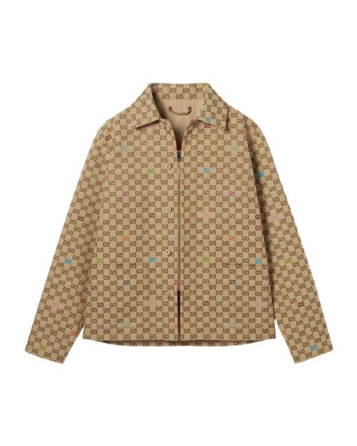 Gucci Natural Gg Monogrammed Zip-Up Jacket for men